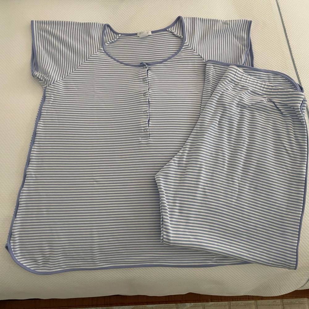 LAKE Maternity Striped Blue and White Women's Pajama Set